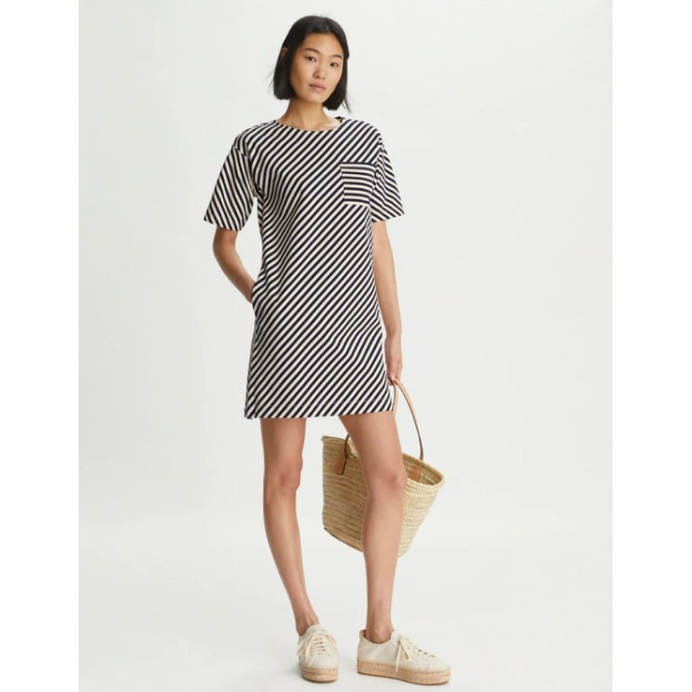 Tory Burch Pocket Striped T-Shirt Dress EUC Sz Small